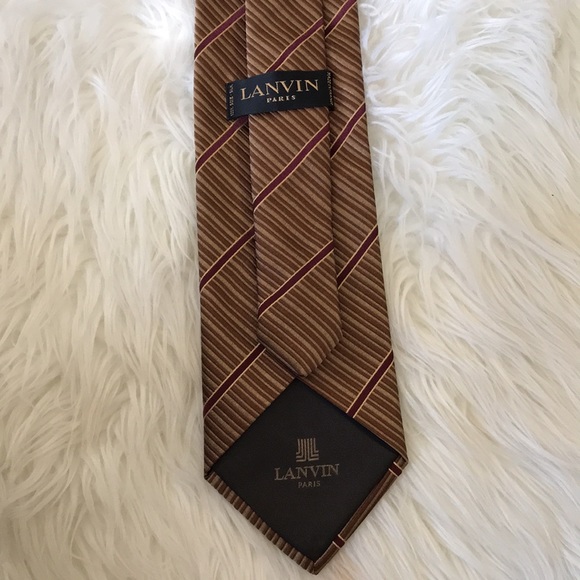 ✅ LANVIN Paris Brown/RedWine Neck Tie - Picture 2 of 4